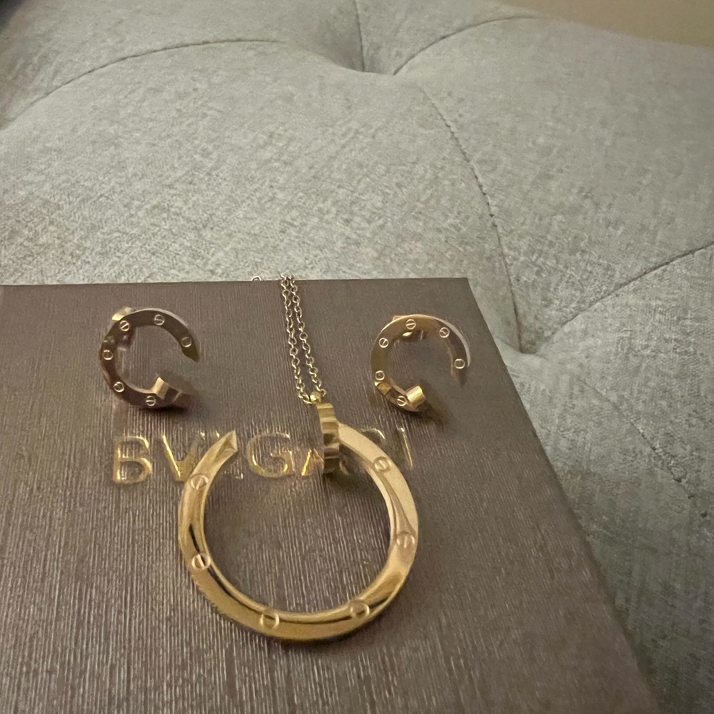Nail Gold Necklace and Earring Set